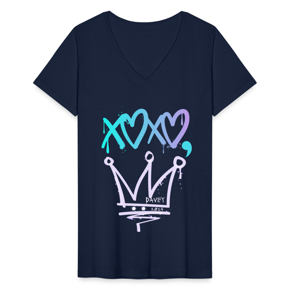 Cyclepath XOXO Women's V-Neck T-Shirt - navy