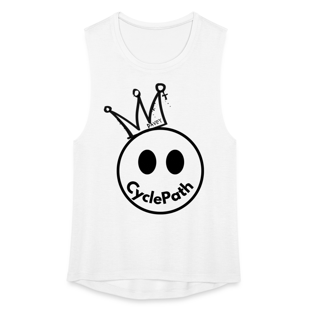 CyclePath "Smiles 4 Miles" Women's Flowy Muscle Tank by Bella - white