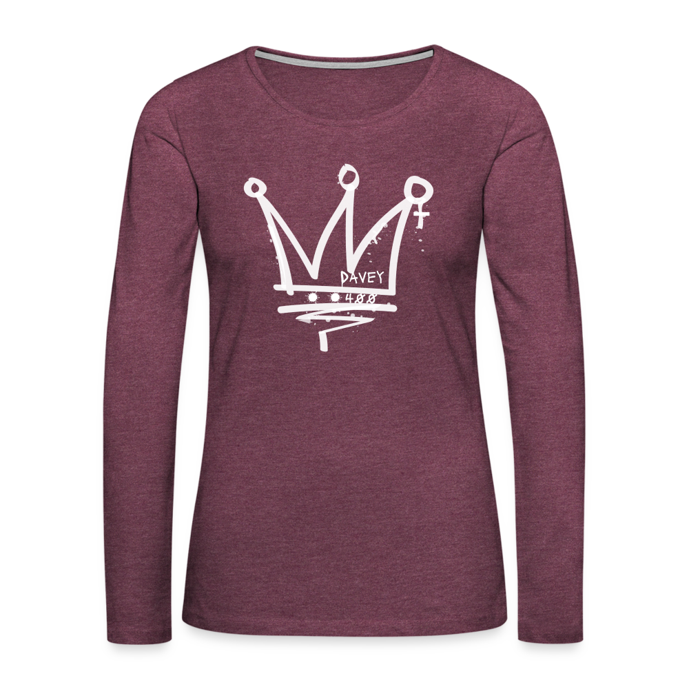 CyclePathWomen's Premium Long Sleeve T-Shirt (White Logo) - heather burgundy