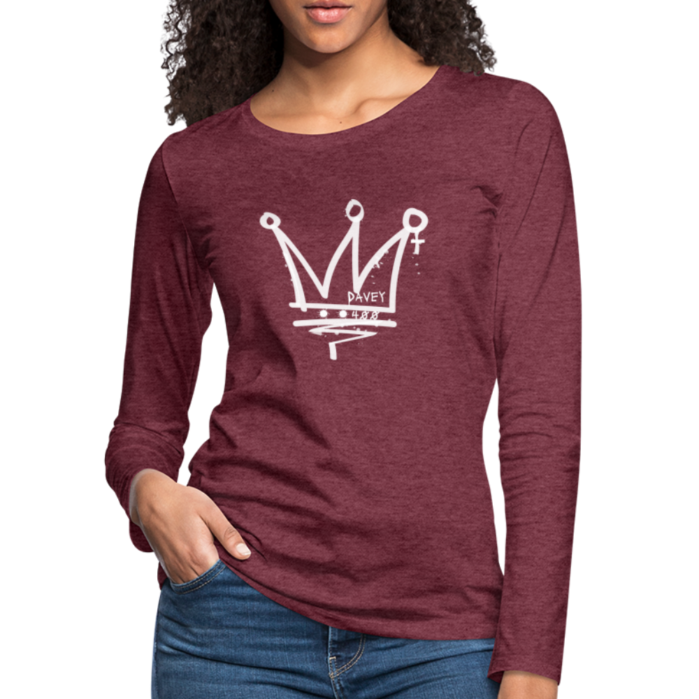 CyclePathWomen's Premium Long Sleeve T-Shirt (White Logo) - heather burgundy
