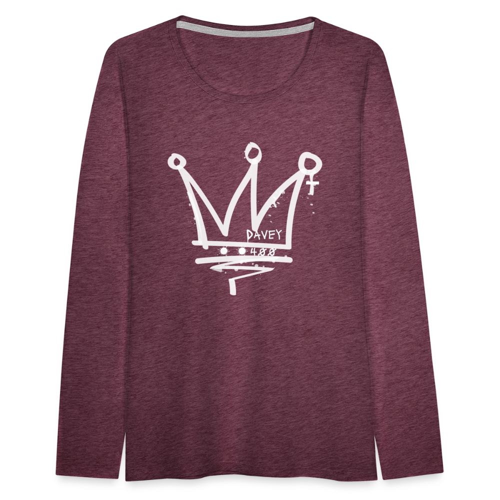 CyclePathWomen's Premium Long Sleeve T-Shirt (White Logo) - heather burgundy