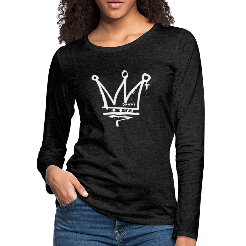 CyclePathWomen's Premium Long Sleeve T-Shirt (White Logo) - charcoal grey