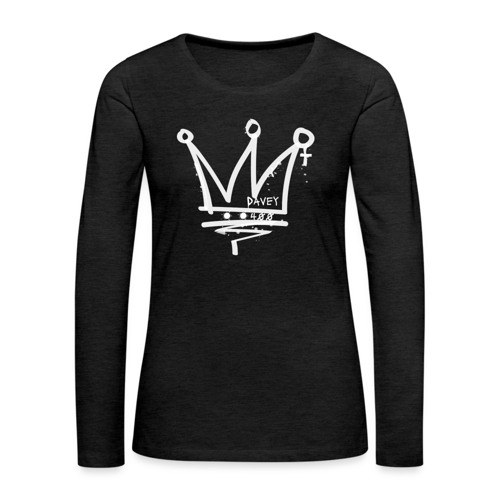 CyclePathWomen's Premium Long Sleeve T-Shirt (White Logo) - charcoal grey