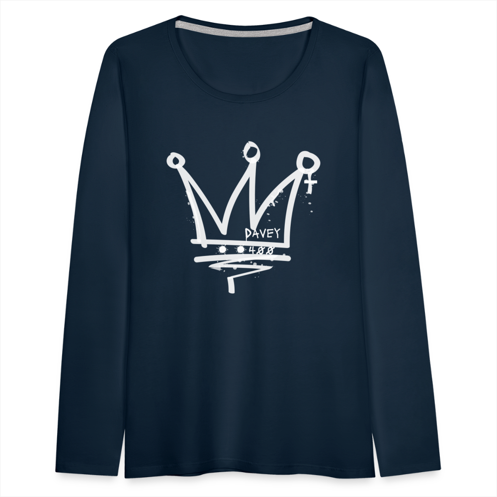 CyclePathWomen's Premium Long Sleeve T-Shirt (White Logo) - deep navy