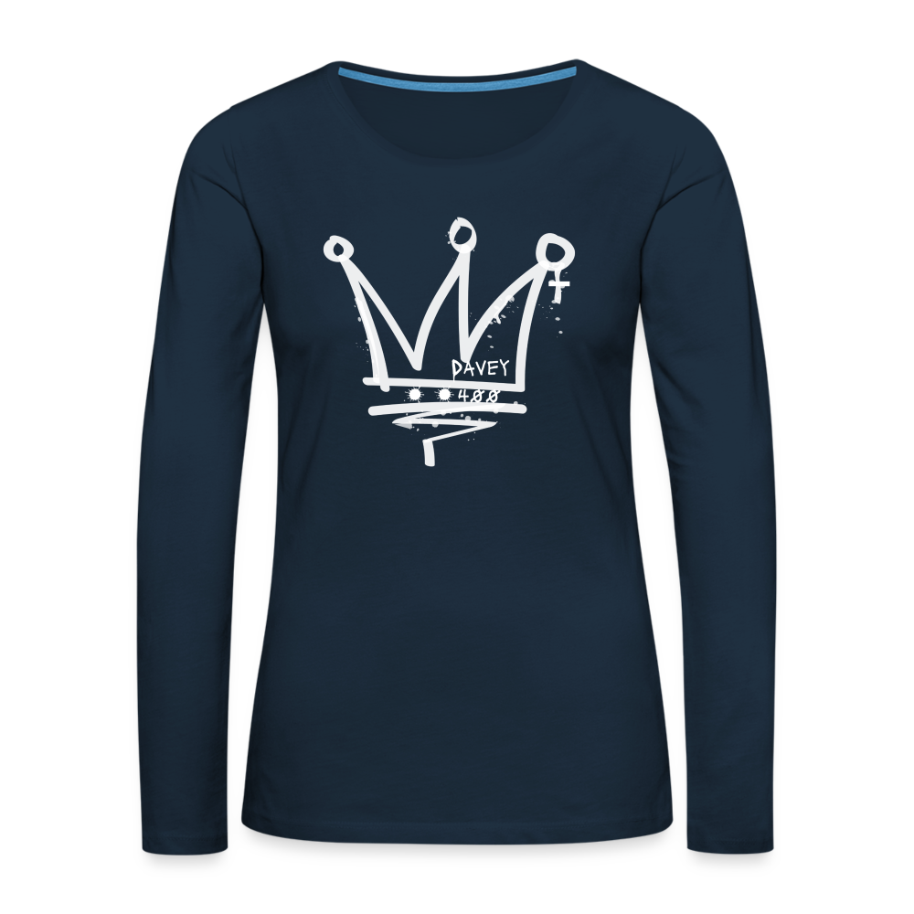 CyclePathWomen's Premium Long Sleeve T-Shirt (White Logo) - deep navy