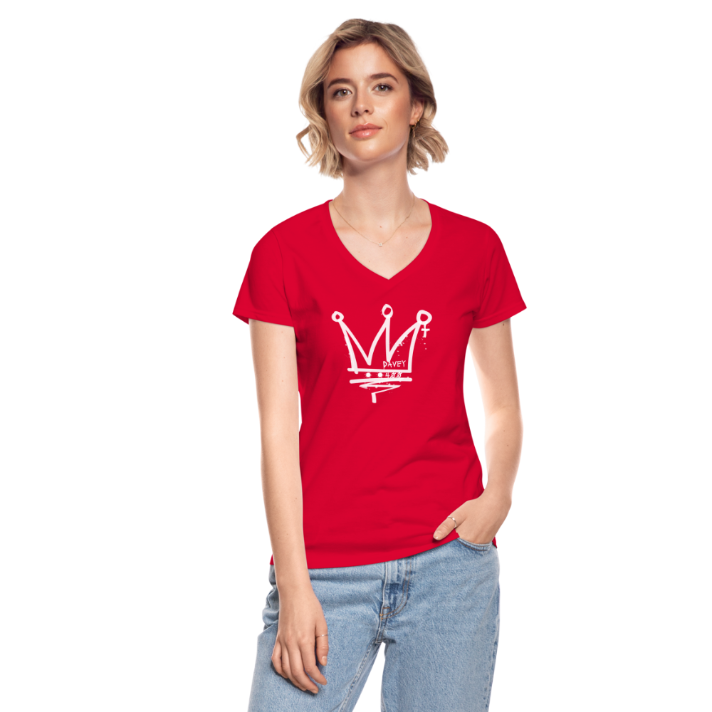 CyclePath Women's V-Neck T-Shirt (White Logo) - red