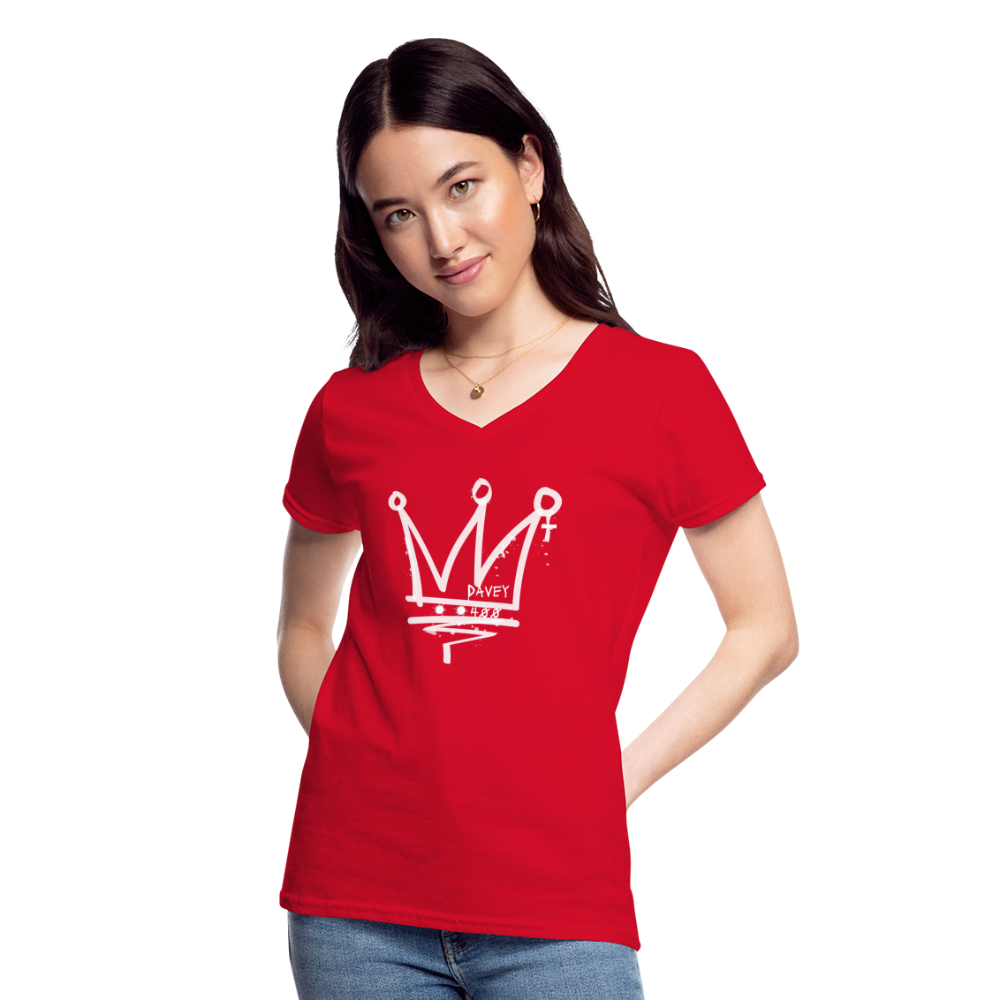 CyclePath Women's V-Neck T-Shirt (White Logo) - red