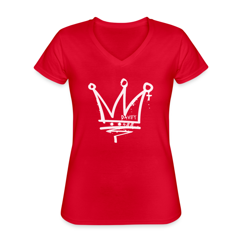 CyclePath Women's V-Neck T-Shirt (White Logo) - red