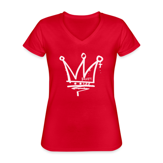 CyclePath Women's V-Neck T-Shirt (White Logo) - red