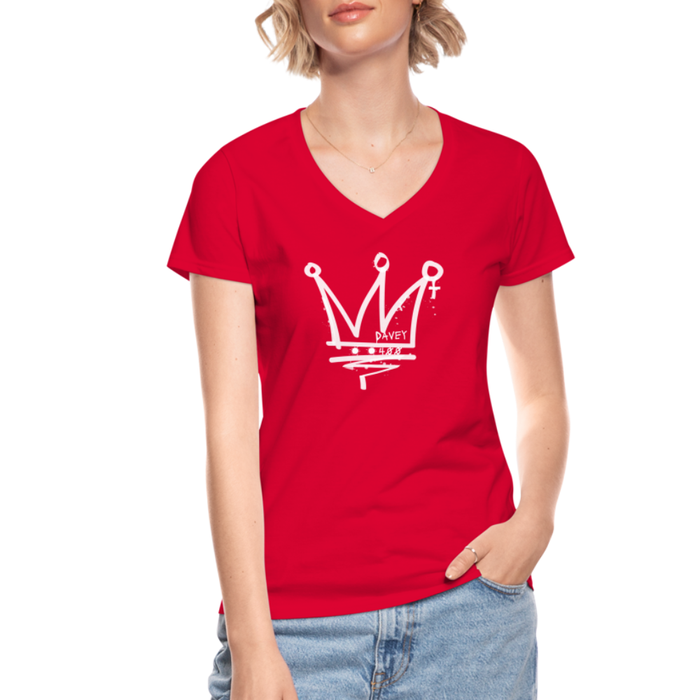 CyclePath Women's V-Neck T-Shirt (White Logo) - red