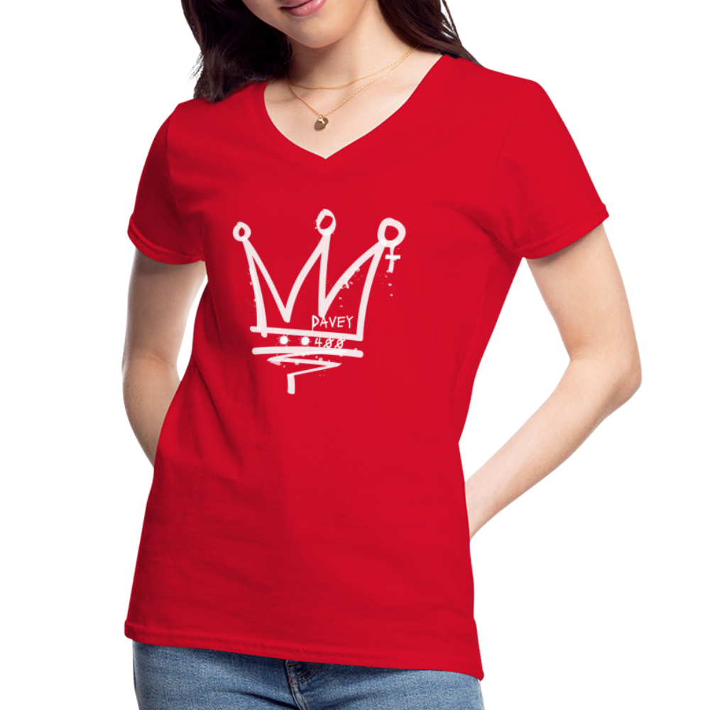 CyclePath Women's V-Neck T-Shirt (White Logo) - red