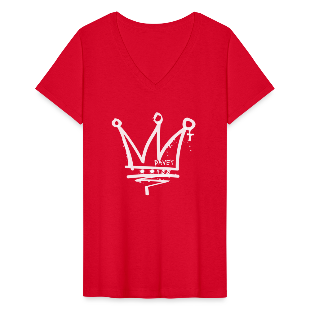 CyclePath Women's V-Neck T-Shirt (White Logo) - red