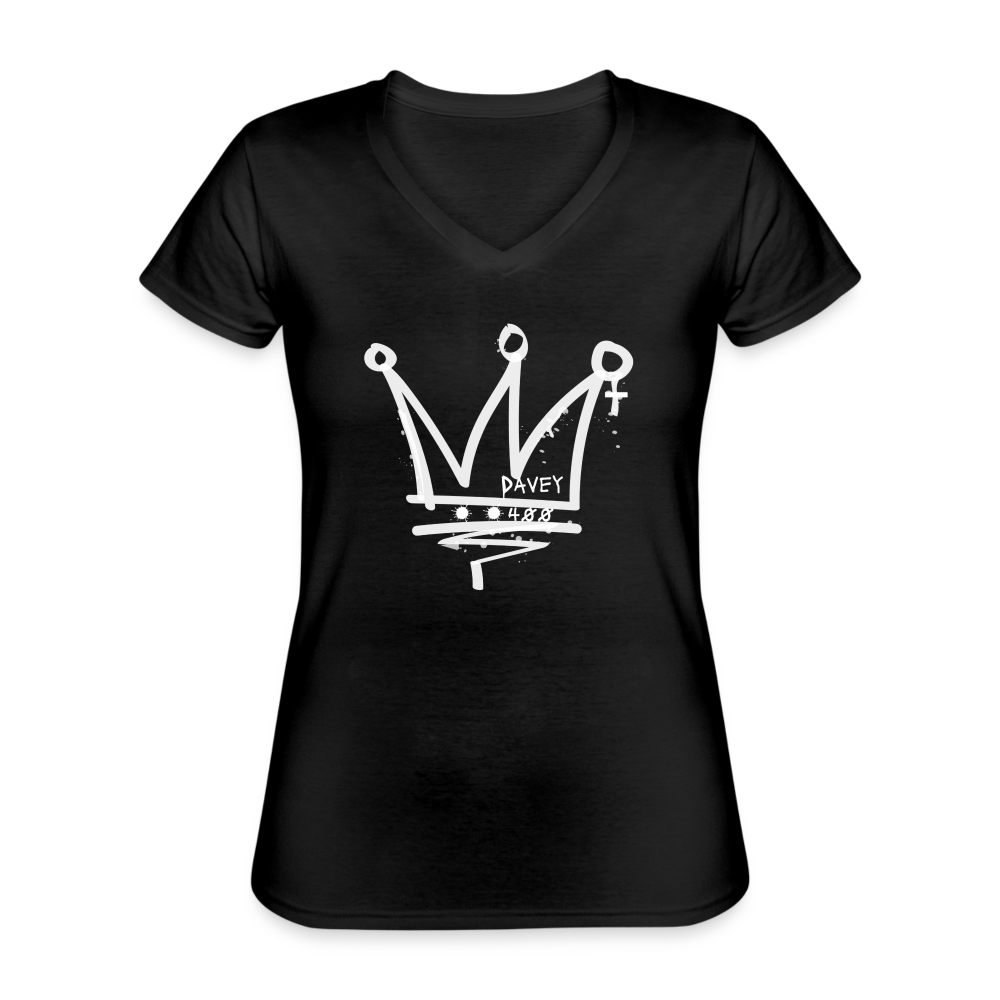 CyclePath Women's V-Neck T-Shirt (White Logo) - black
