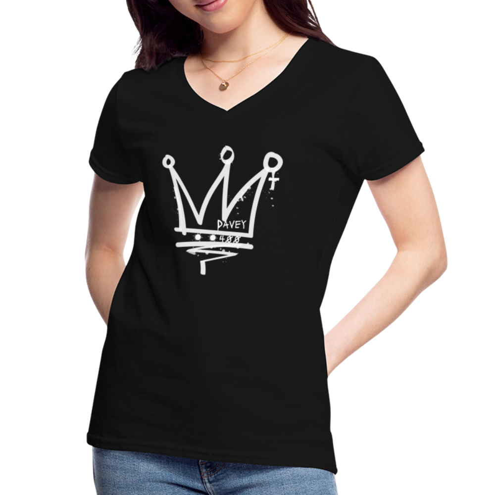 CyclePath Women's V-Neck T-Shirt (White Logo) - black