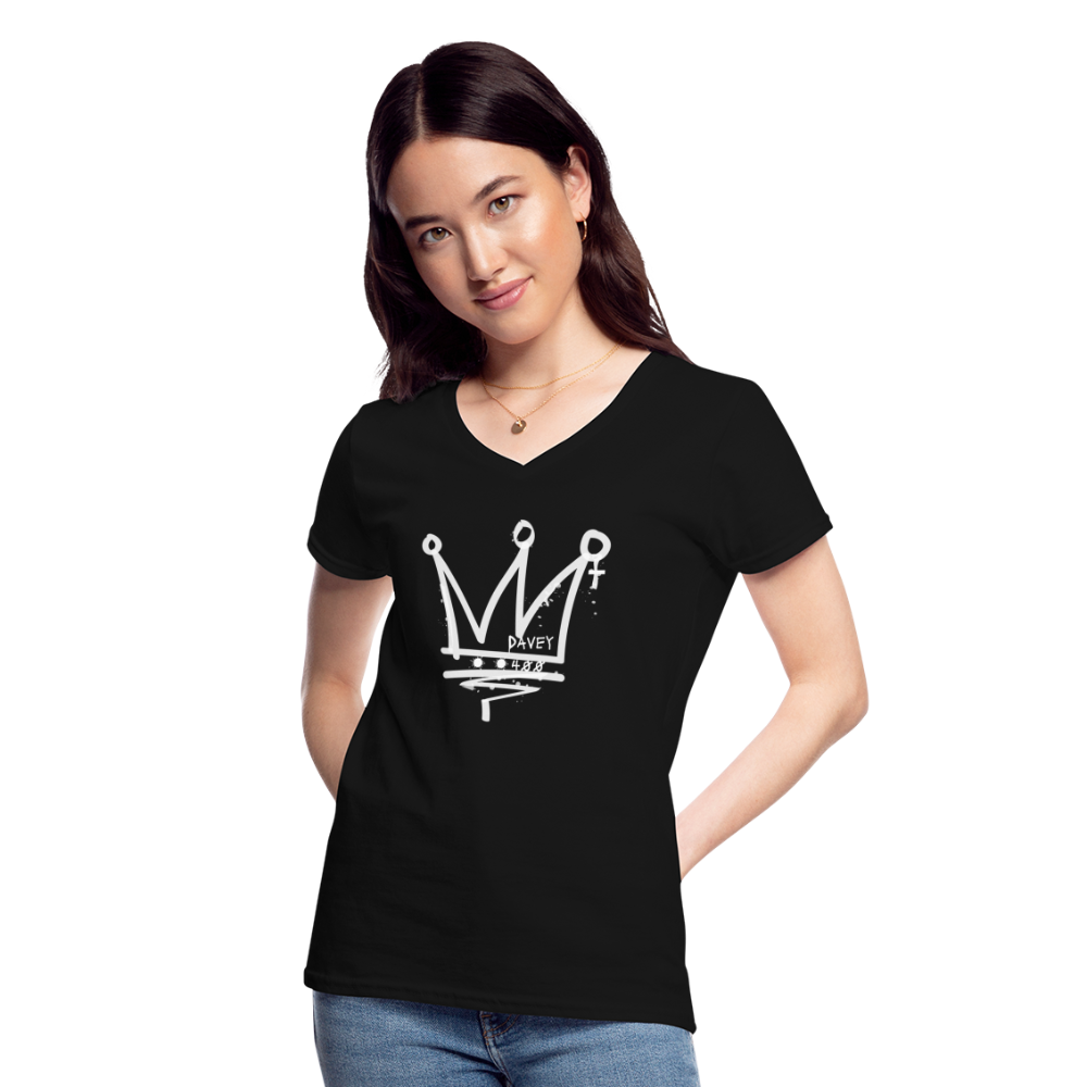 CyclePath Women's V-Neck T-Shirt (White Logo) - black