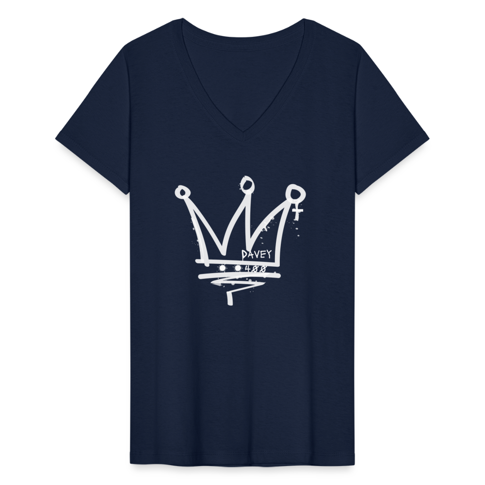 CyclePath Women's V-Neck T-Shirt (White Logo) - navy