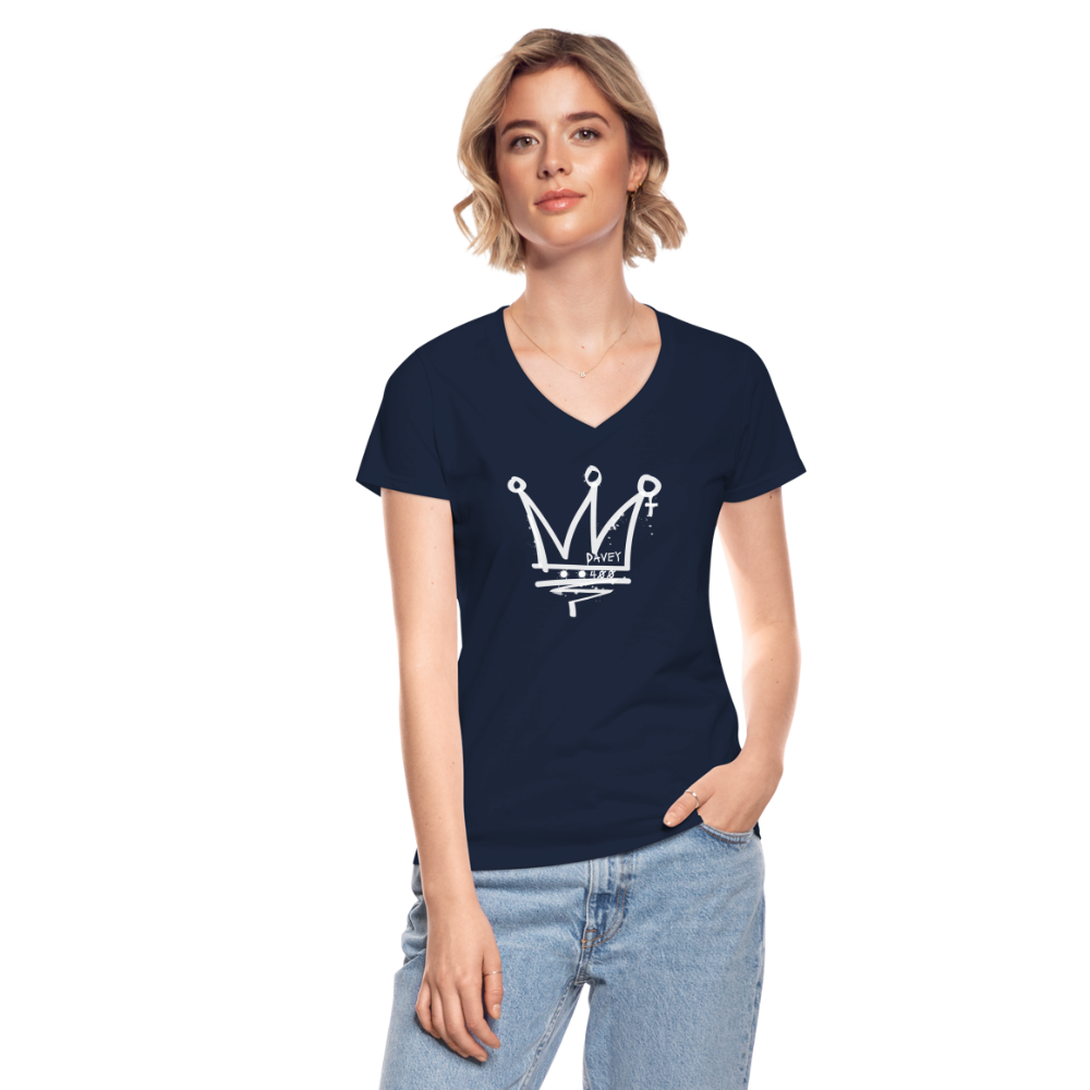 CyclePath Women's V-Neck T-Shirt (White Logo) - navy