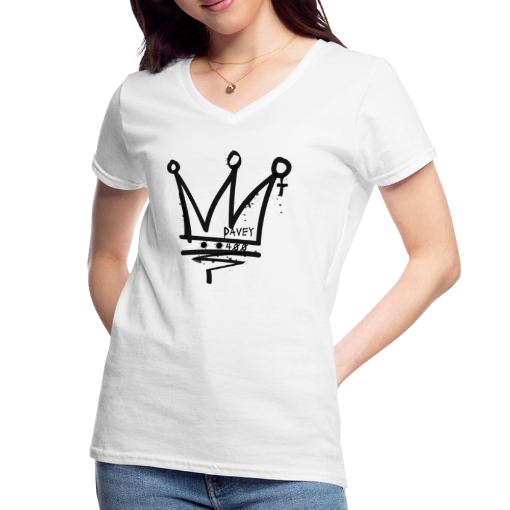 CyclePath Women's V-Neck T-Shirt (Black Logo) - white