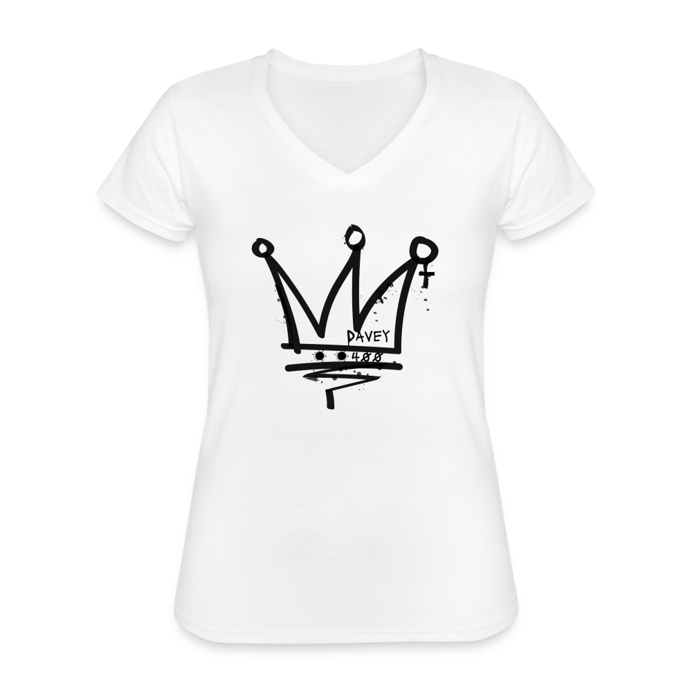 CyclePath Women's V-Neck T-Shirt (Black Logo) - white