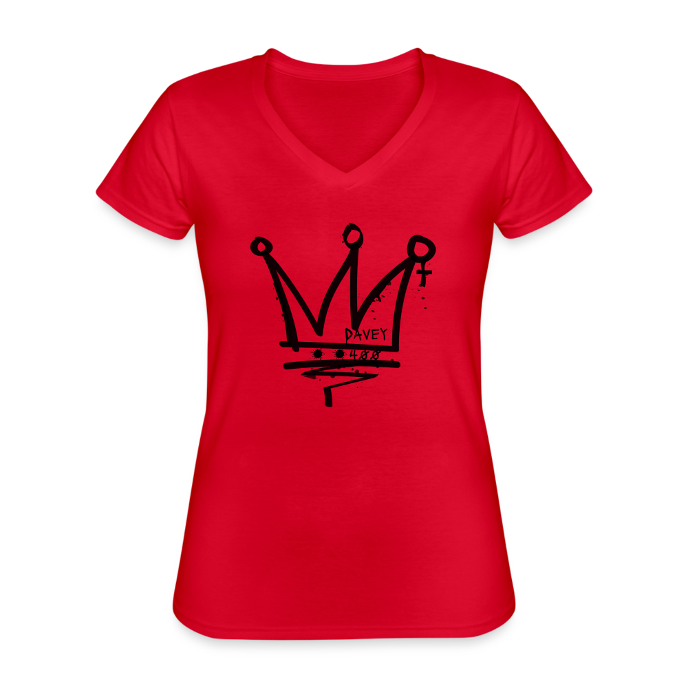 CyclePath Women's V-Neck T-Shirt (Black Logo) - red