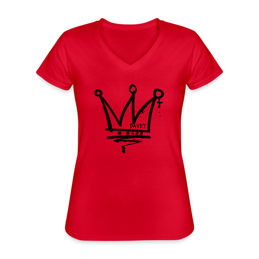 CyclePath Women's V-Neck T-Shirt (Black Logo) - red
