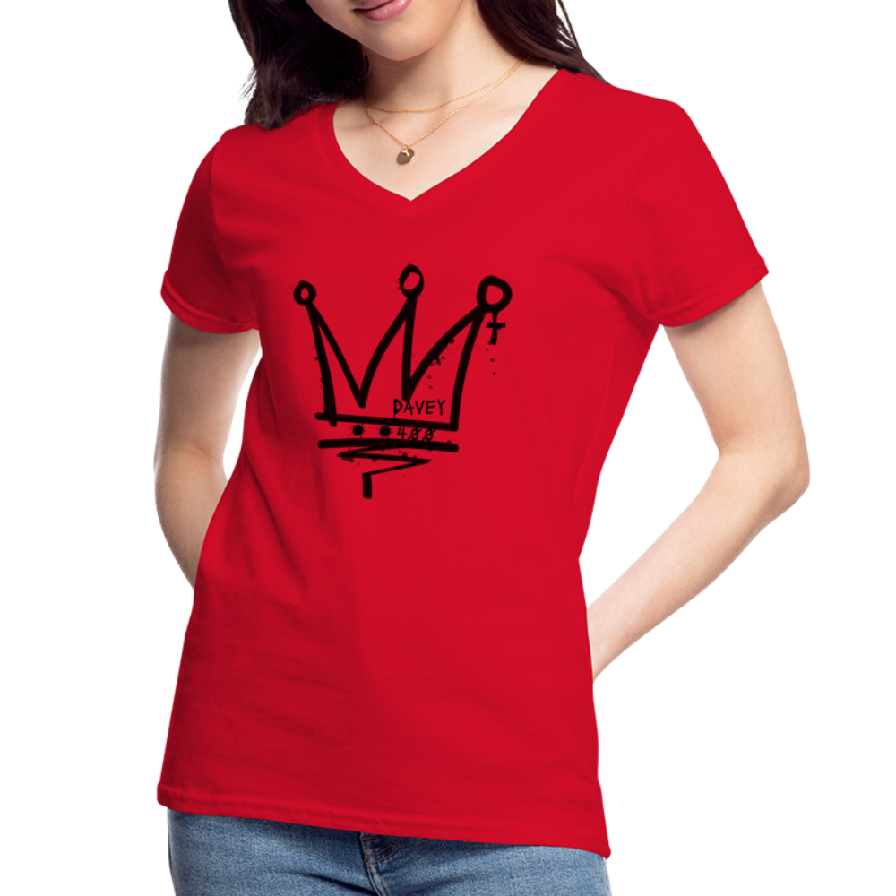 CyclePath Women's V-Neck T-Shirt (Black Logo) - red