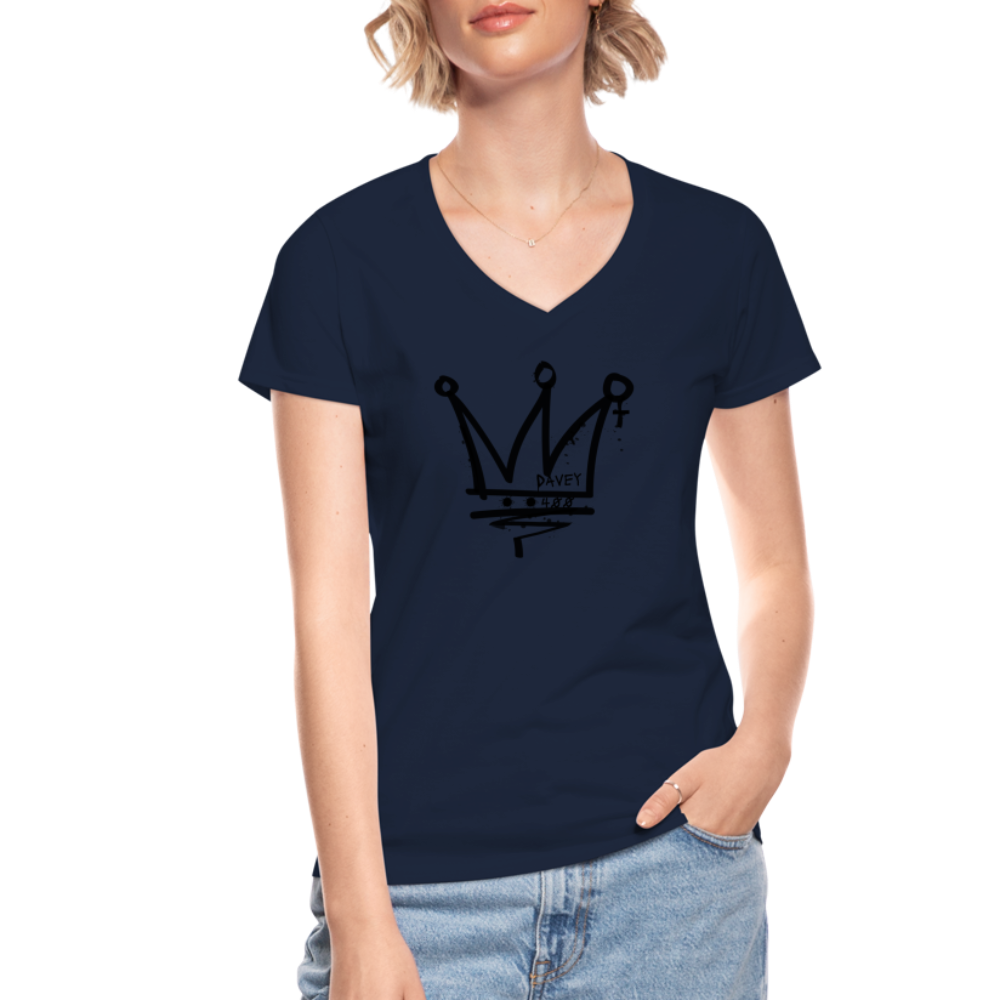 CyclePath Women's V-Neck T-Shirt (Black Logo) - navy
