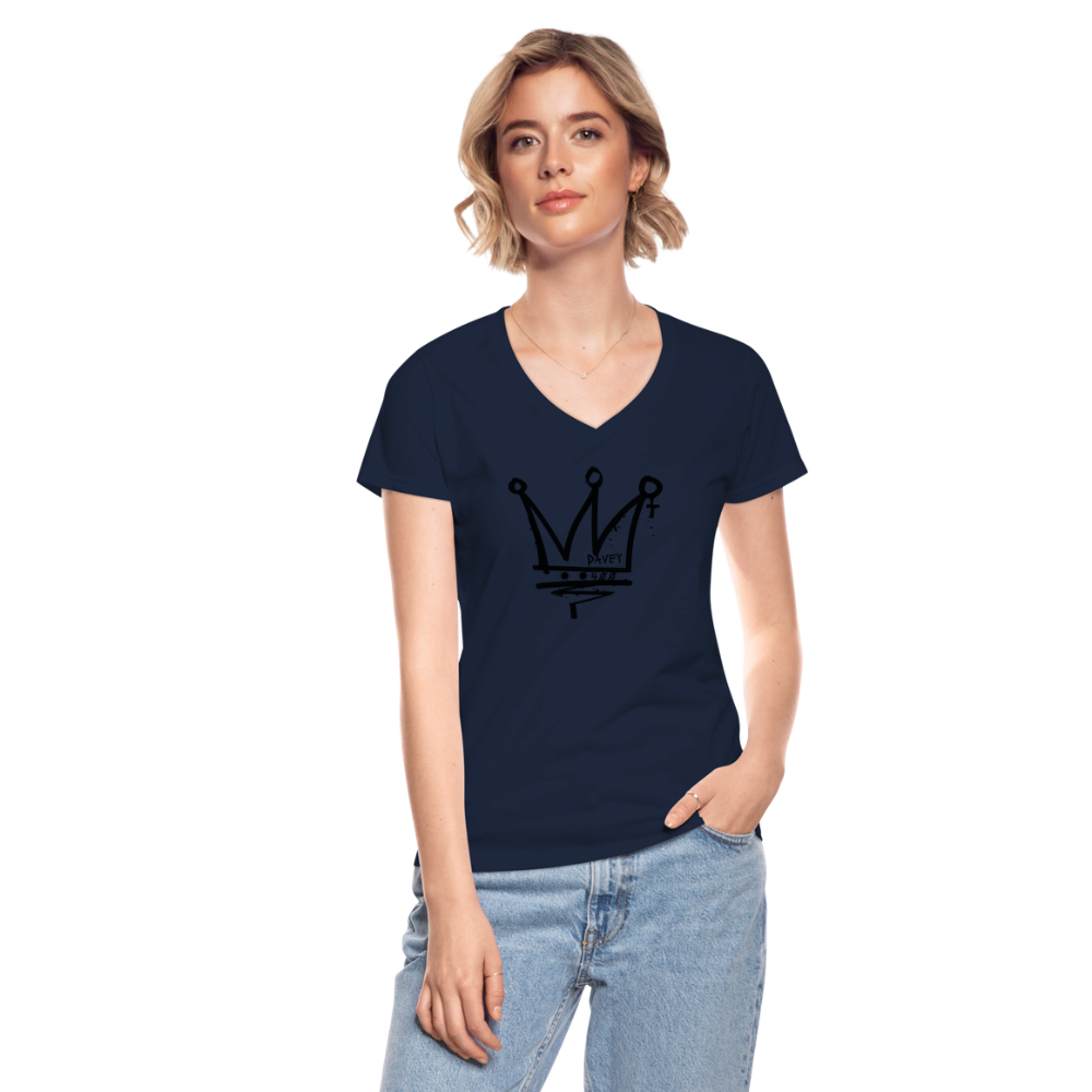 CyclePath Women's V-Neck T-Shirt (Black Logo) - navy