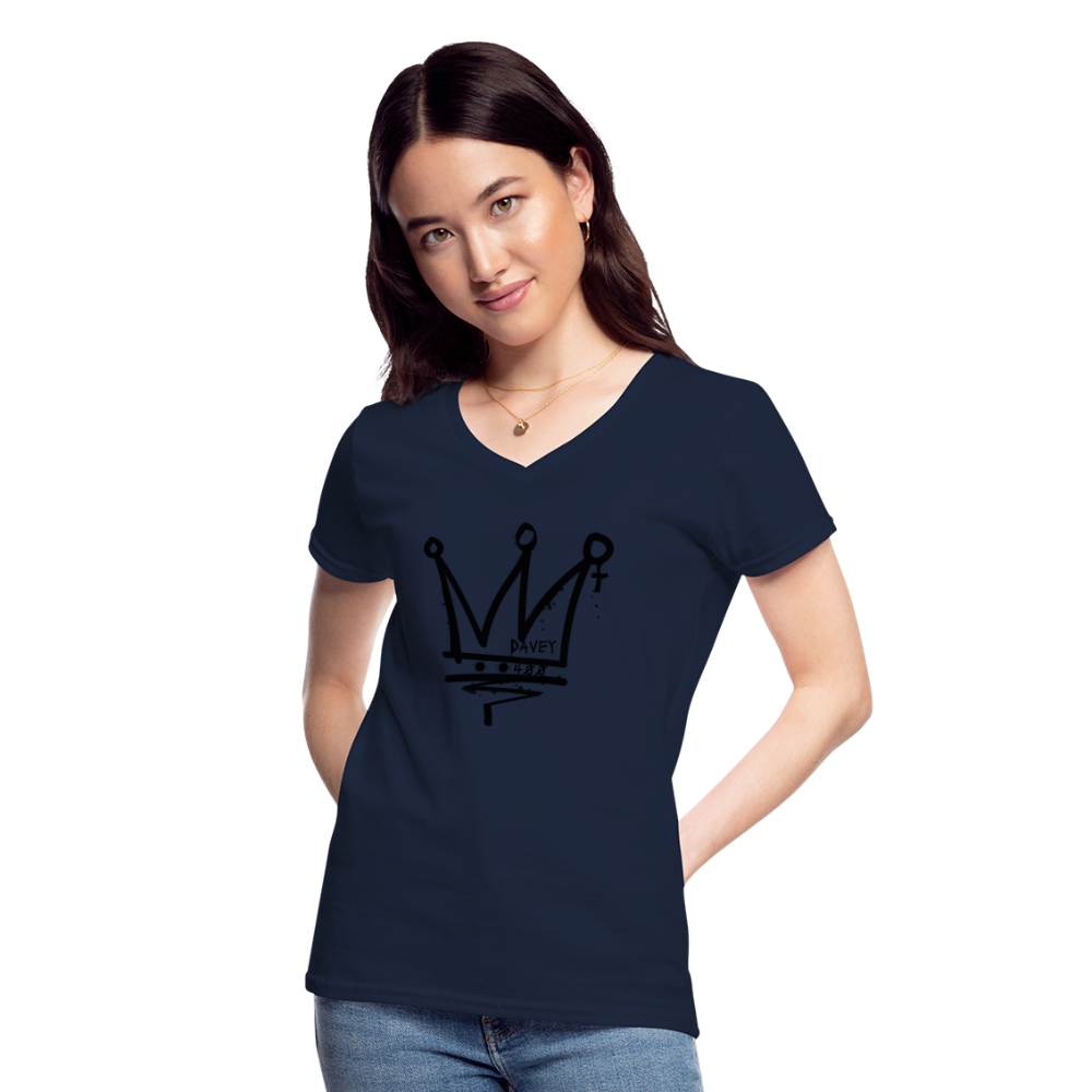 CyclePath Women's V-Neck T-Shirt (Black Logo) - navy