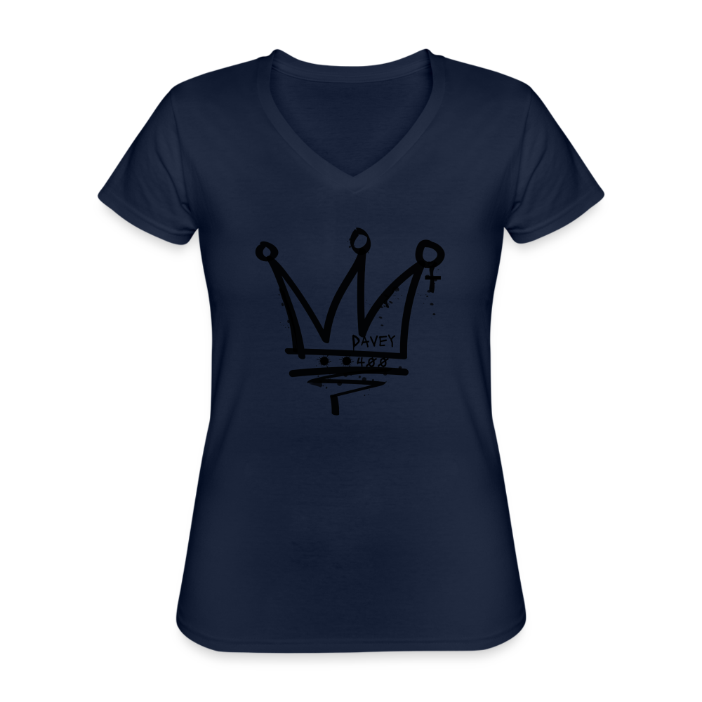 CyclePath Women's V-Neck T-Shirt (Black Logo) - navy