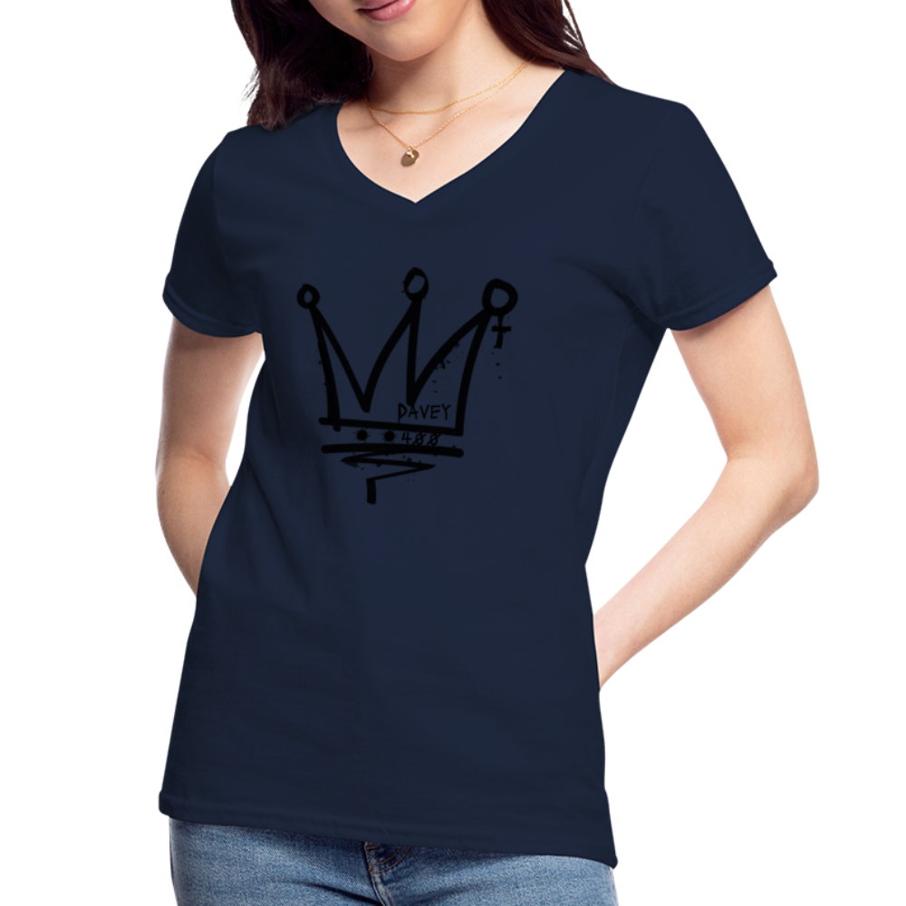 CyclePath Women's V-Neck T-Shirt (Black Logo) - navy