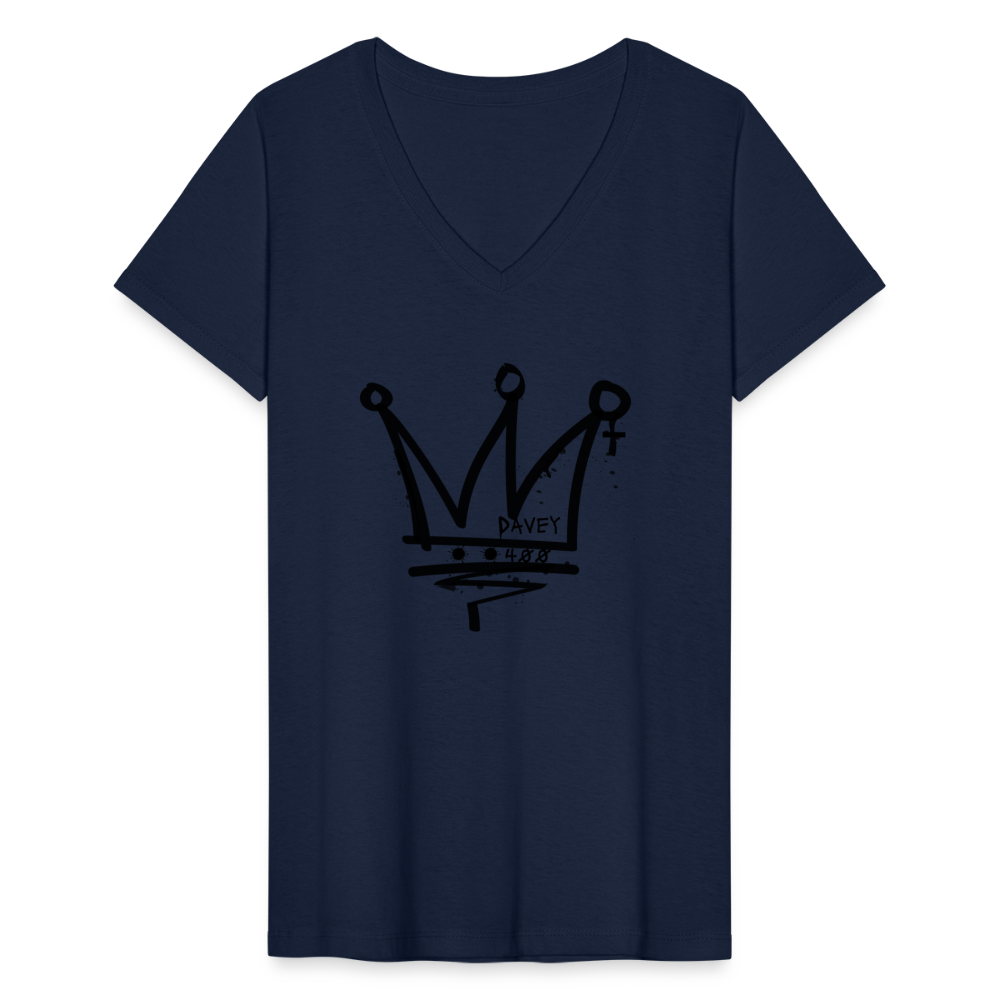 CyclePath Women's V-Neck T-Shirt (Black Logo) - navy