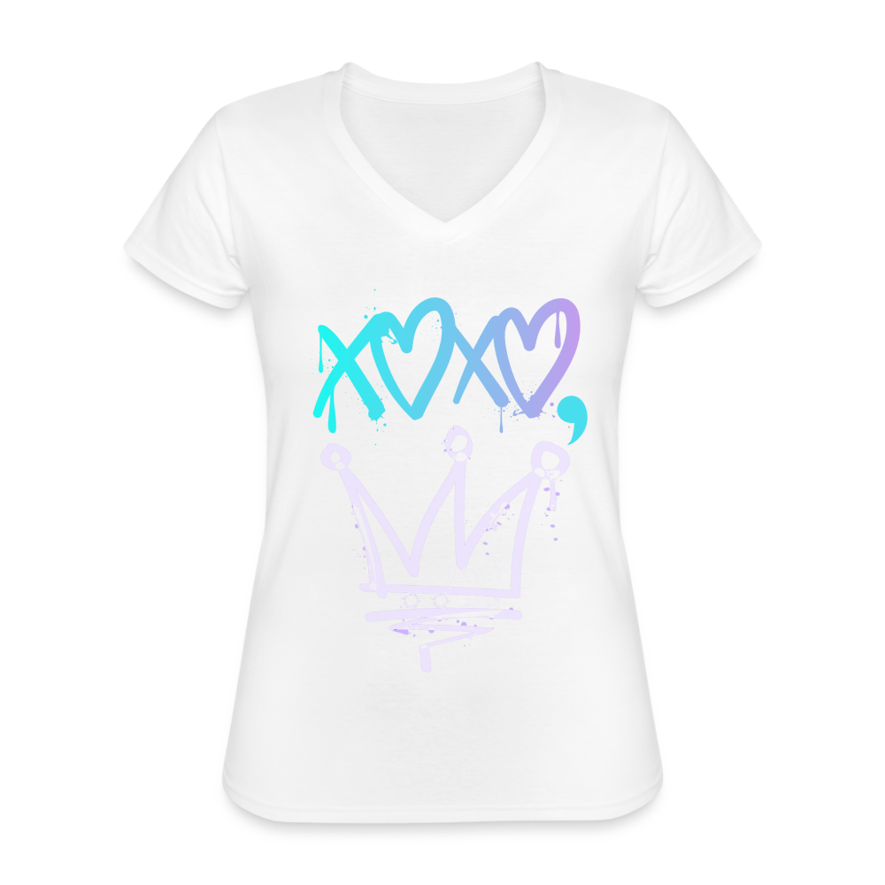 Cyclepath XOXO Women's V-Neck T-Shirt - white
