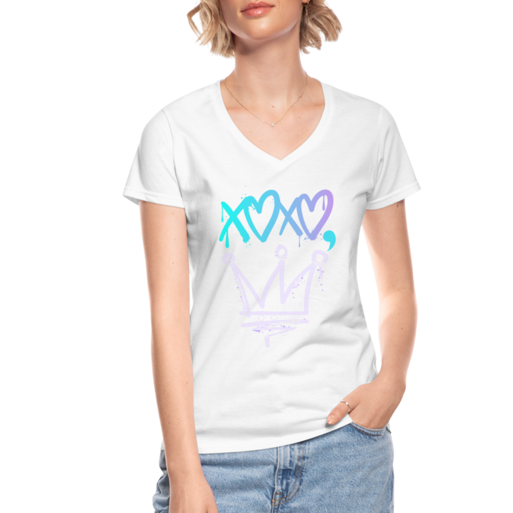 Cyclepath XOXO Women's V-Neck T-Shirt - white