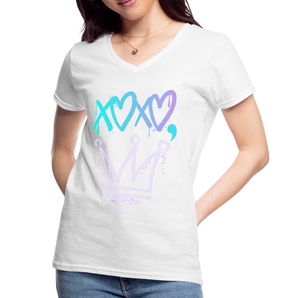 Cyclepath XOXO Women's V-Neck T-Shirt - white