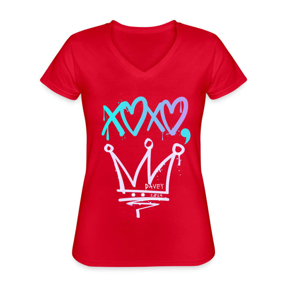 Cyclepath XOXO Women's V-Neck T-Shirt - red