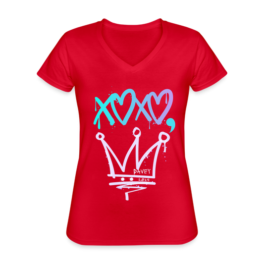 Cyclepath XOXO Women's V-Neck T-Shirt - red