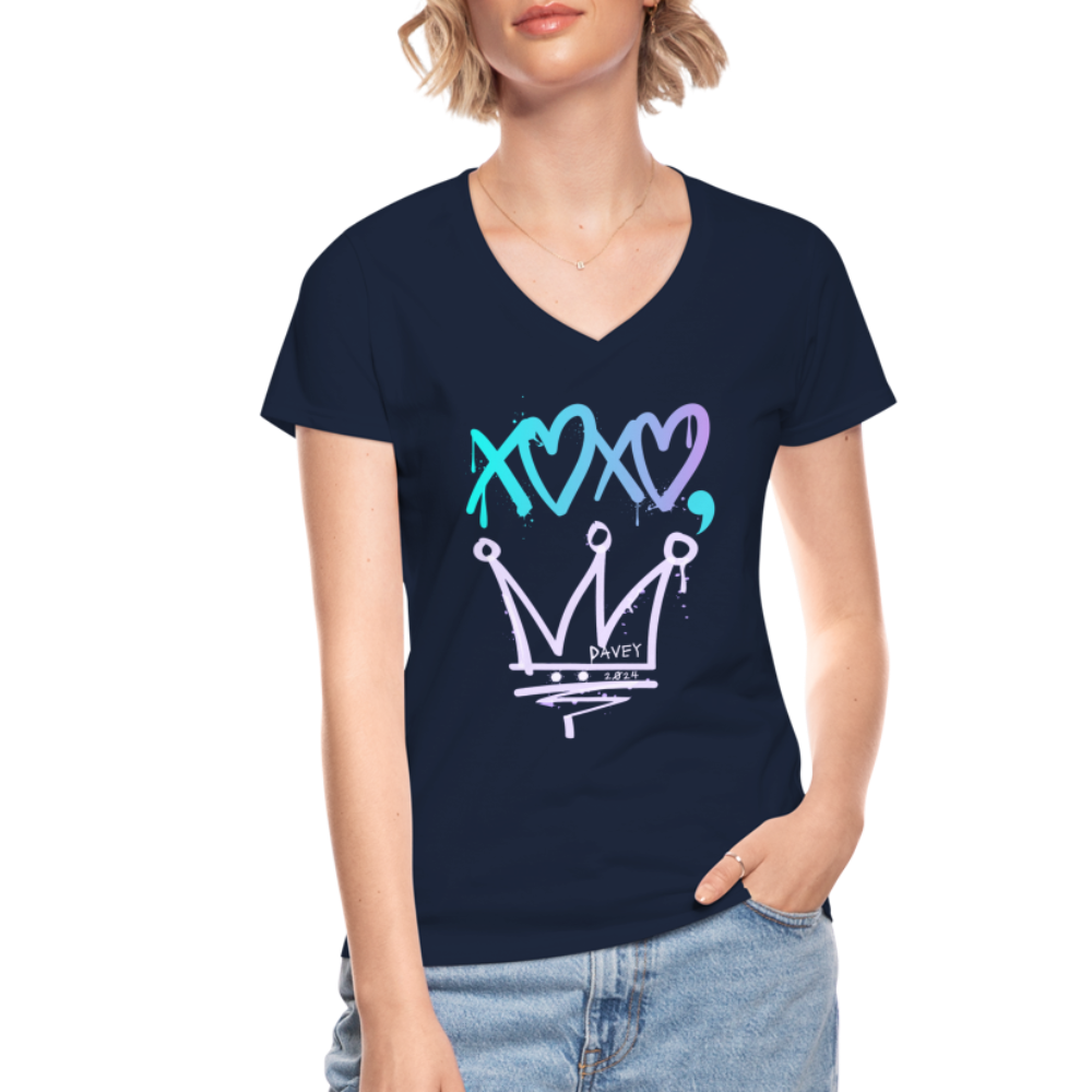 Cyclepath XOXO Women's V-Neck T-Shirt - navy