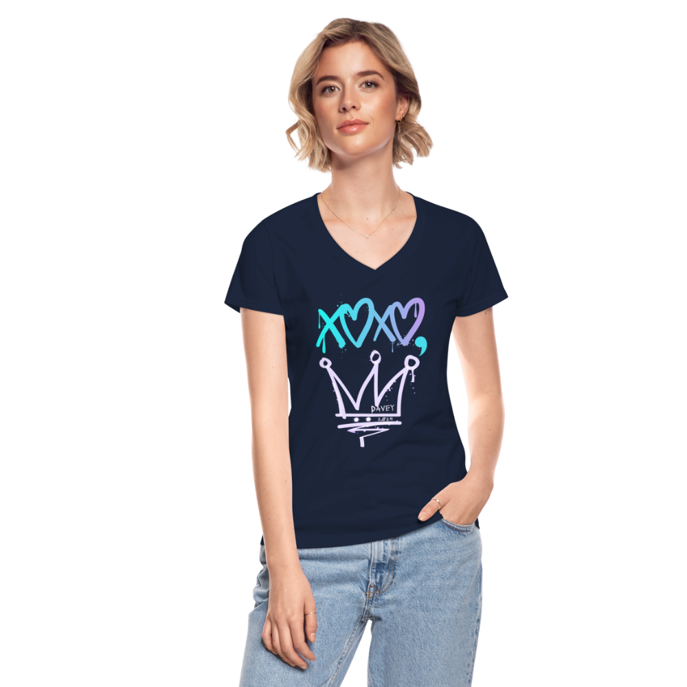 Cyclepath XOXO Women's V-Neck T-Shirt - navy