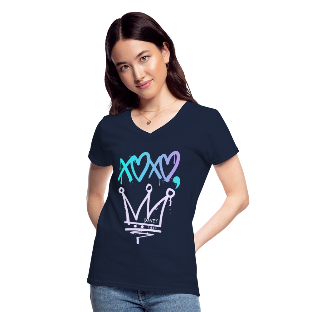Cyclepath XOXO Women's V-Neck T-Shirt - navy