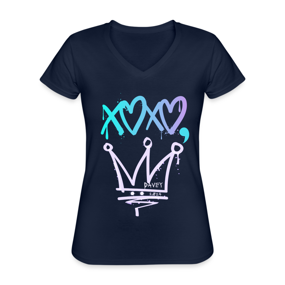 Cyclepath XOXO Women's V-Neck T-Shirt - navy