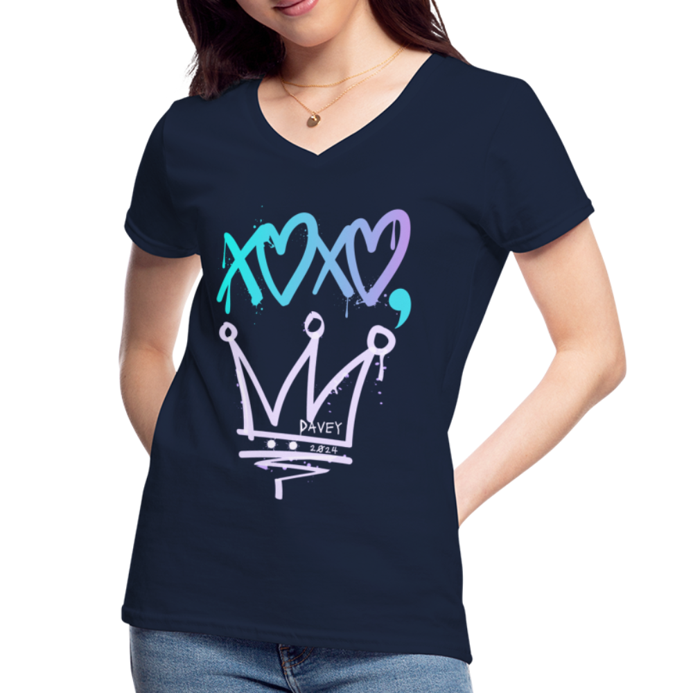 Cyclepath XOXO Women's V-Neck T-Shirt - navy