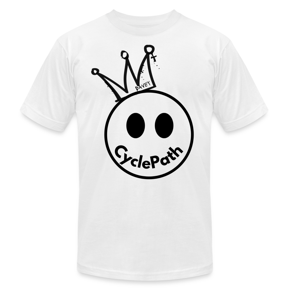 CyclePath "Smiles 4 Miles" Unisex Jersey T-Shirt by Bella + Canvas - white