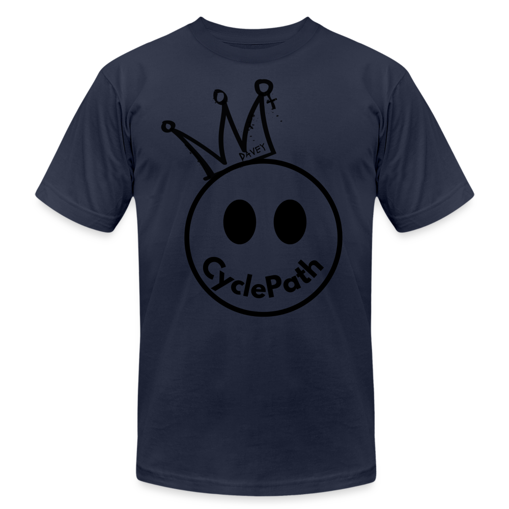 CyclePath "Smiles 4 Miles" Unisex Jersey T-Shirt by Bella + Canvas - navy