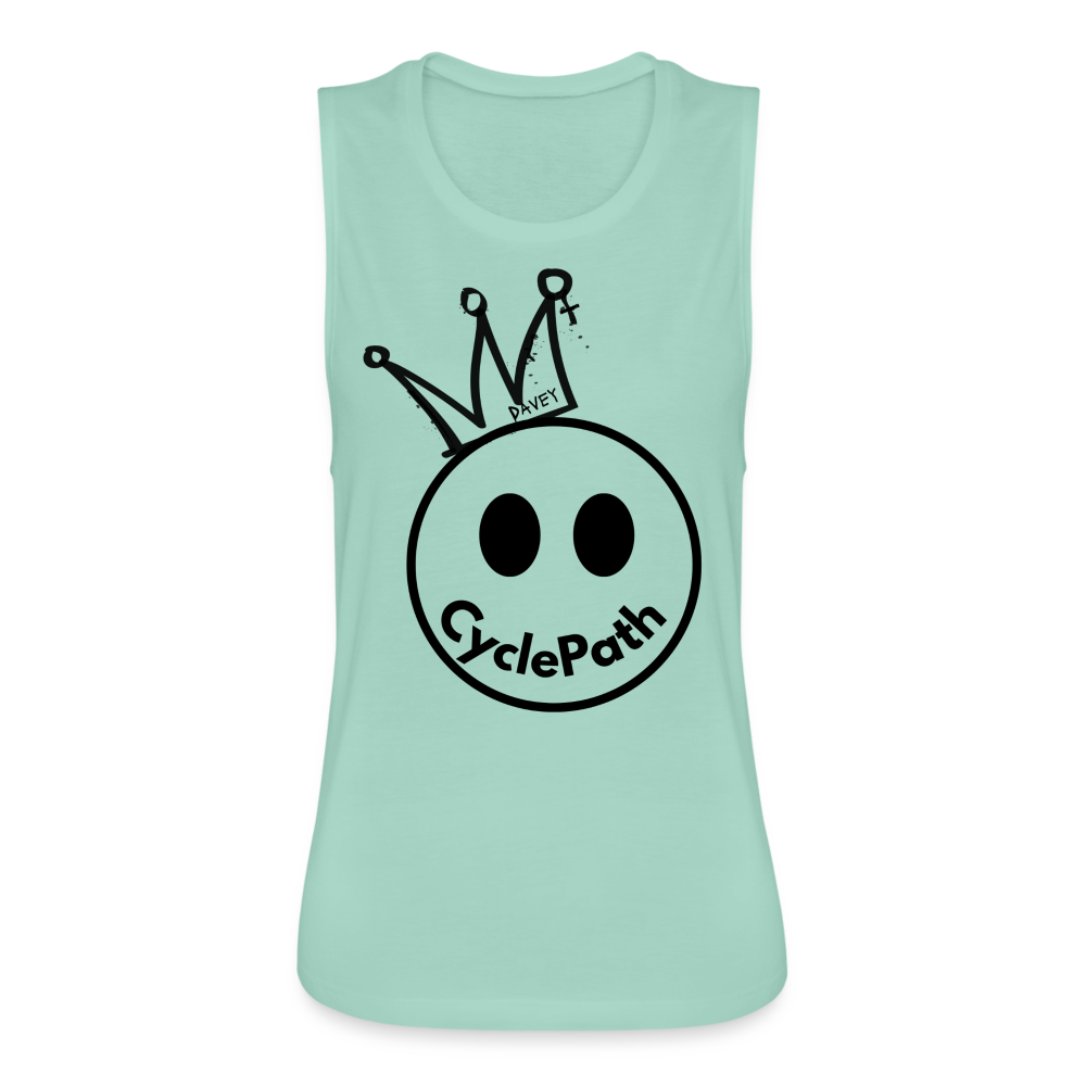 CyclePath "Smiles 4 Miles" Women's Flowy Muscle Tank by Bella - dusty mint blue