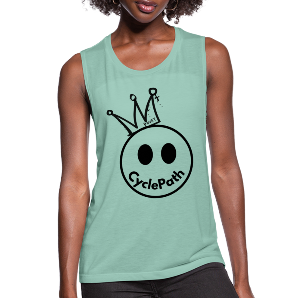 CyclePath "Smiles 4 Miles" Women's Flowy Muscle Tank by Bella - dusty mint blue