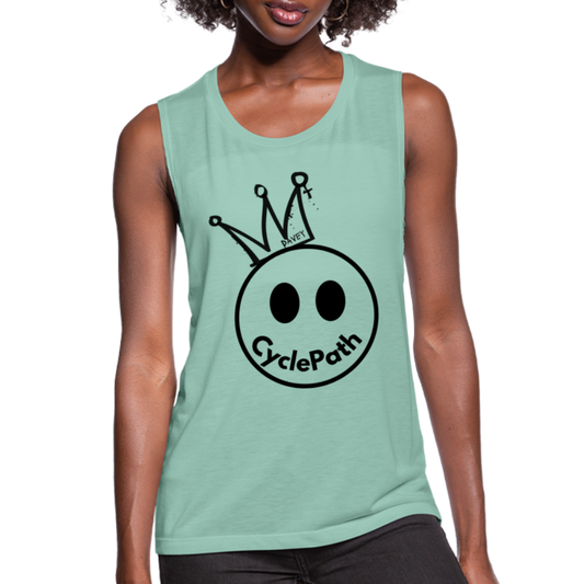 CyclePath "Smiles 4 Miles" Women's Flowy Muscle Tank by Bella - dusty mint blue