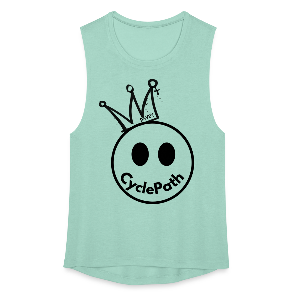 CyclePath "Smiles 4 Miles" Women's Flowy Muscle Tank by Bella - dusty mint blue