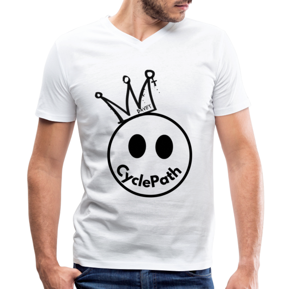 CyclePath "Smiles 4 Miles" Men's V-Neck T-Shirt - white