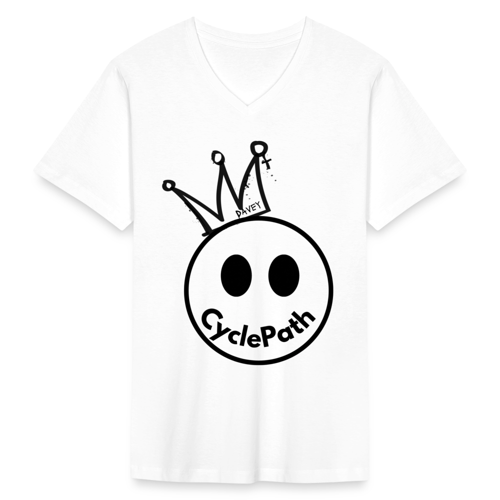 CyclePath "Smiles 4 Miles" Men's V-Neck T-Shirt - white